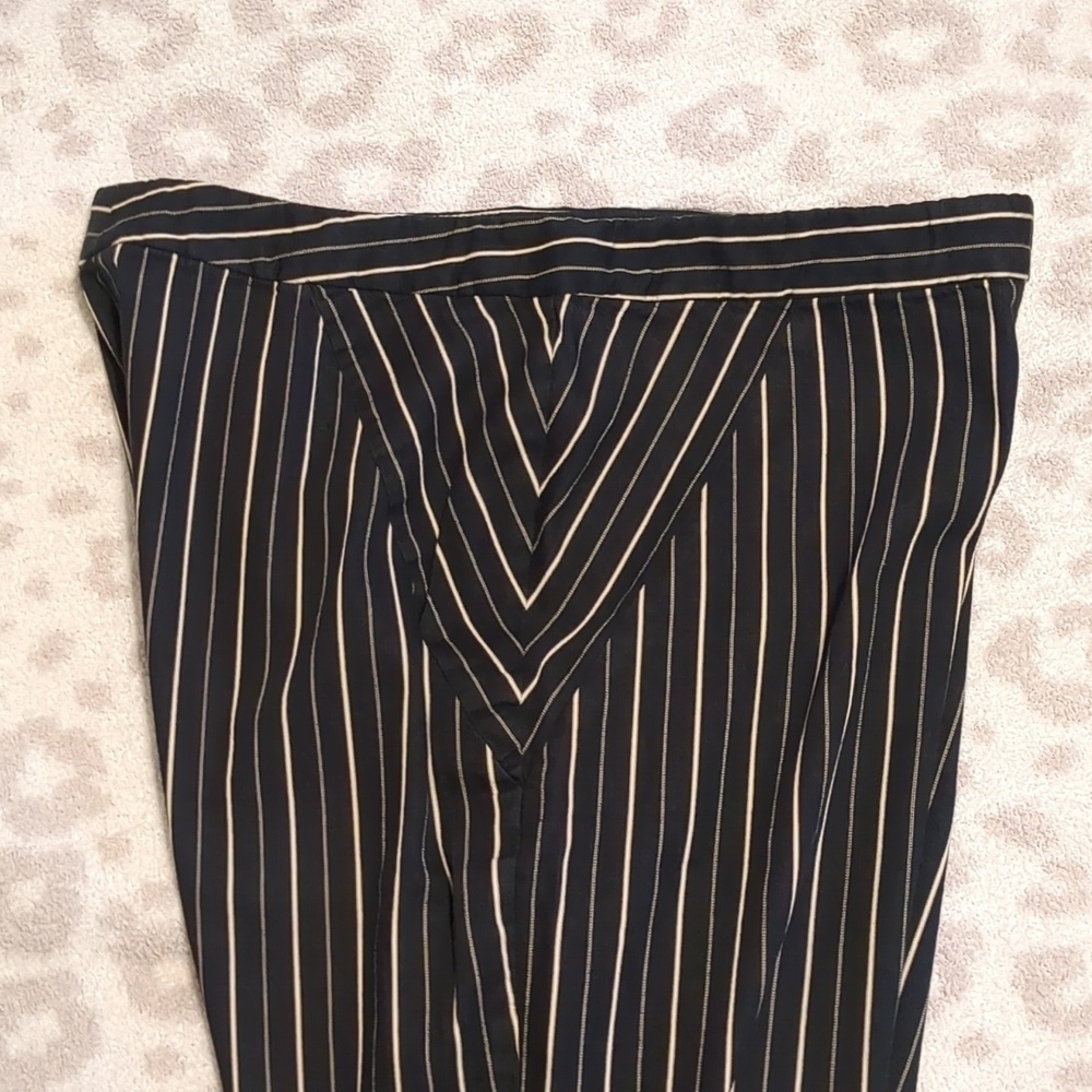 Nicole Miller Y2K Low Rise Black White Beige Striped Pants Long 12 Addams Family - Picture 12 of 12